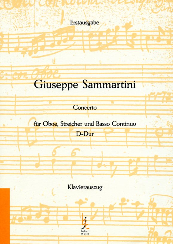 G. Sammartini(1695-1750): Konzert D-Dur<br>Oboe, Streicher + BC - KA /Erstdruck