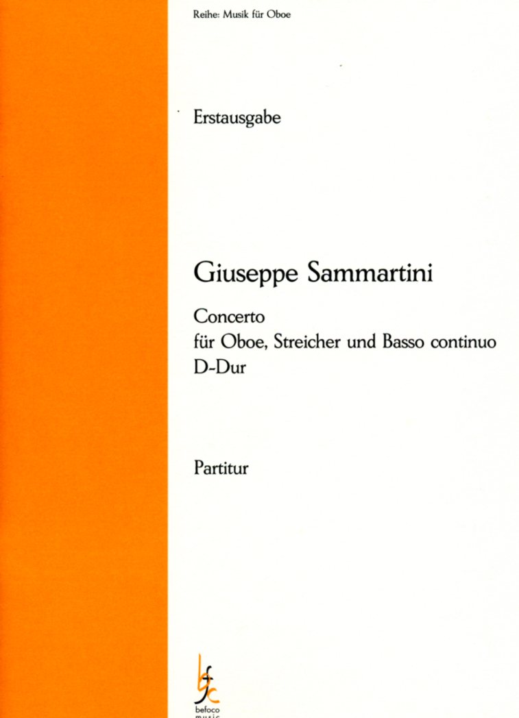 G. Sammartini(1695-1750): Konzert D-Dur<br>Oboe, Streicher + BC - Part. /Erstdruck