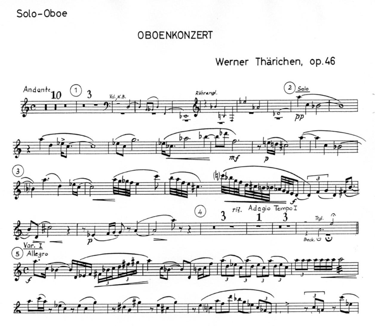 W. Thärichen: Oboenkonzert Opus 46<br>Solostimme