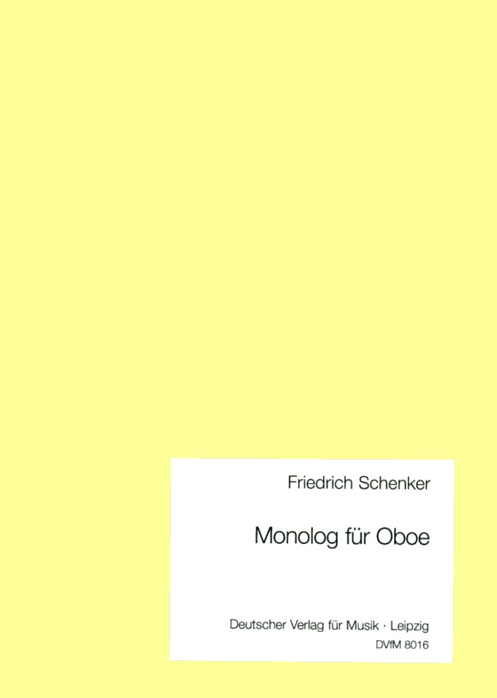 Fr. Schenker: Monolog (1968) Oboe Solo<br>