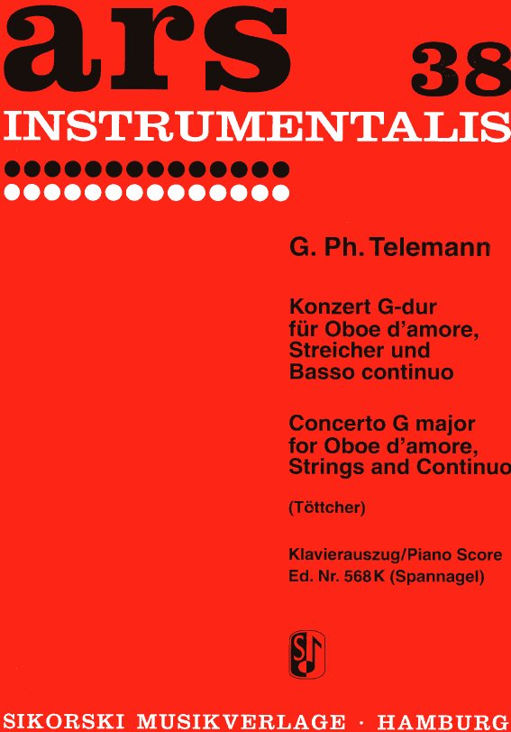 G.Ph. Telemann: Concerto G-Dur TWV 51:G3<br>Oboe d&acute;amore, Streicher + BC - KA