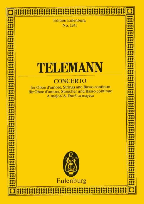 G.Ph. Telemann: Konzert A-Dur TWV 51:A2<br>Oboe d&acute; amore + Orchester - Partitur