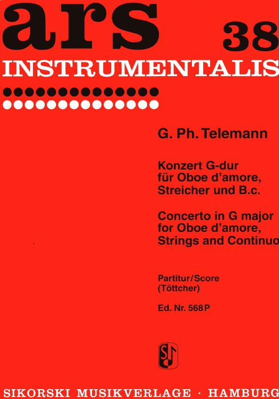 G.Ph. Telemann: Concerto G-Dur TWV 51:G3<br>Oboe d&acute;amore, Streicher + BC - Partitur
