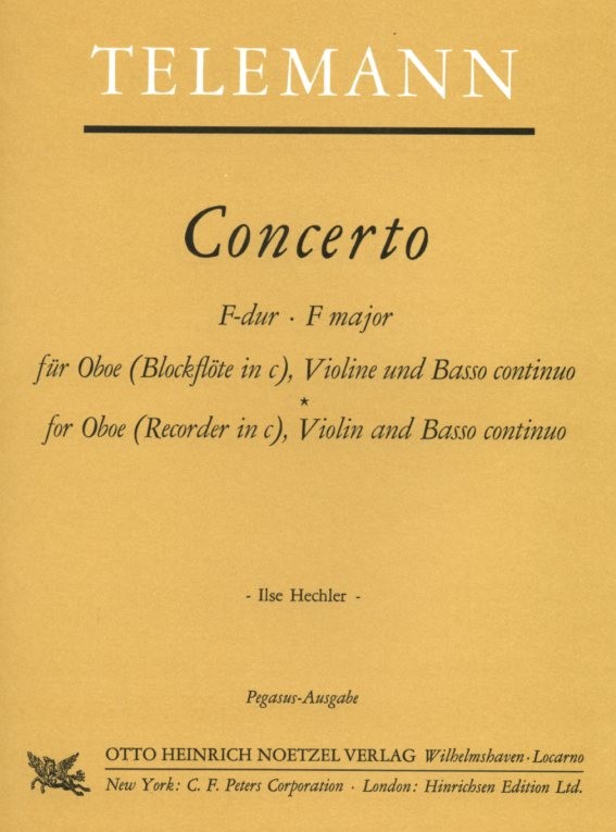 G.Ph. Telemann: Konzert F-Dur TWV42:F4<br>Oboe, Violine + BC - Partitur -Stimmen