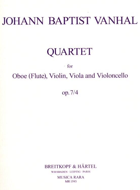 J. Vanhal: Oboenquartett op. 7/4 Es-Dur<br>für Oboe, Violine, Va, Vc - Stimmen