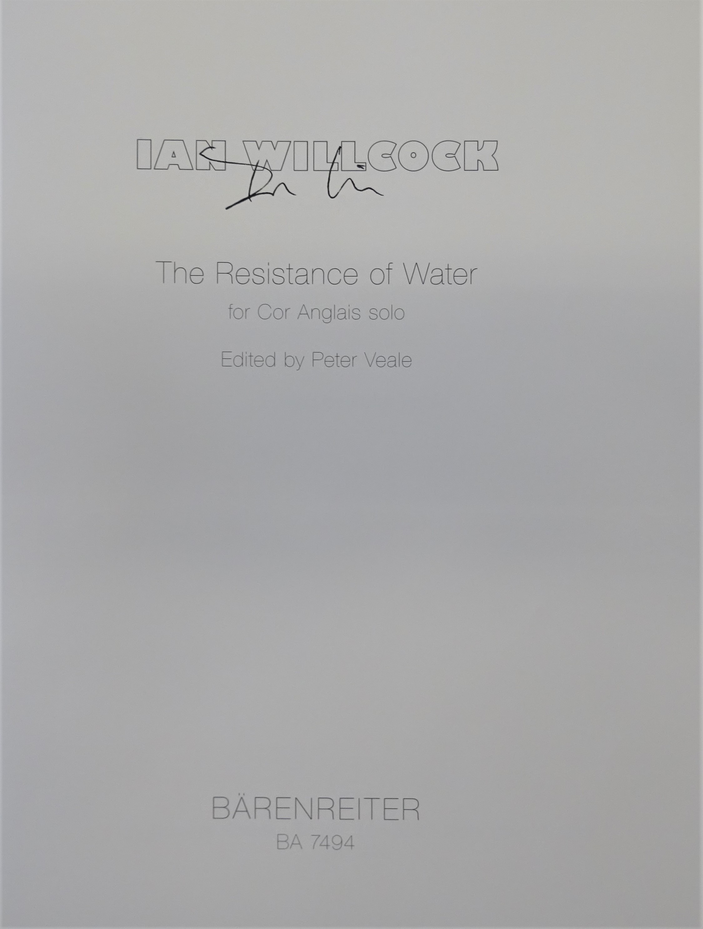 I. Willcock: The resistance of water<br>für Engl. Horn solo