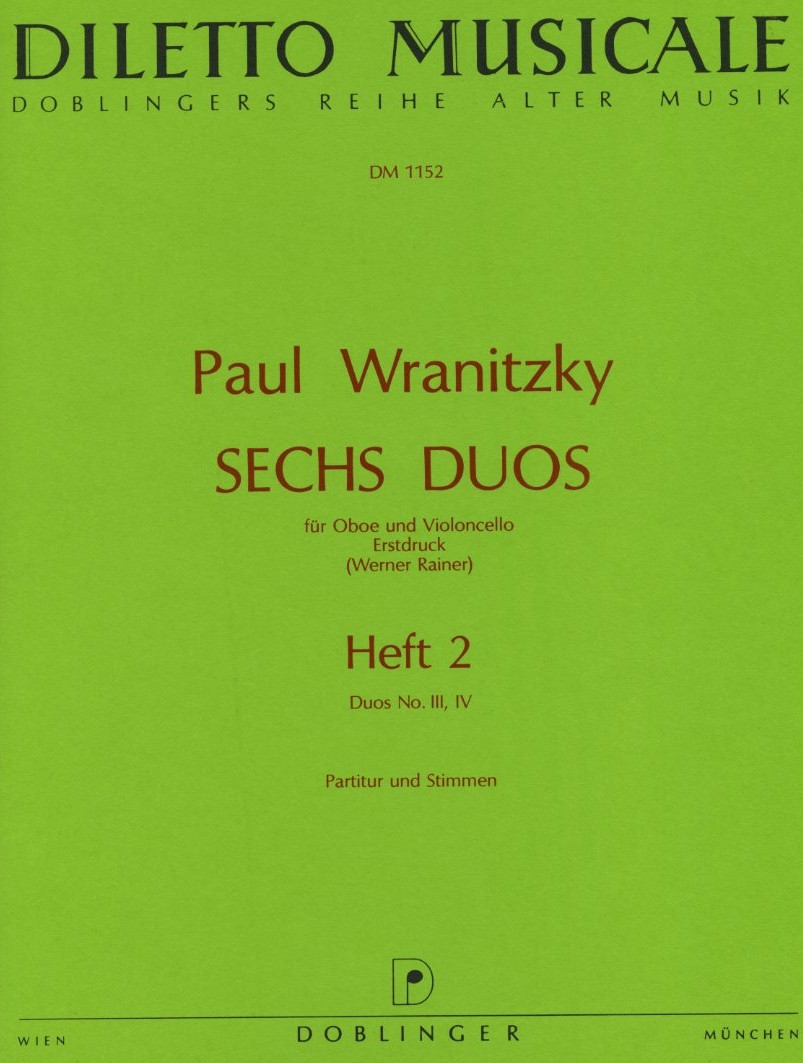 P. Wranitzky(1756-1808): 6 Duos für<br>Oboe + Vcello - Heft 2(3+4)