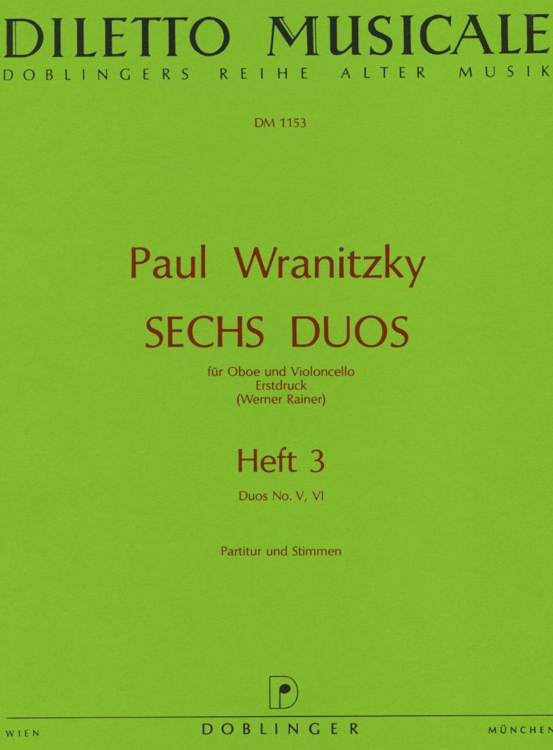 P. Wranitzky(1756-1808): 6 Duos für<br>Oboe + Vcello - Heft 3(5+6)