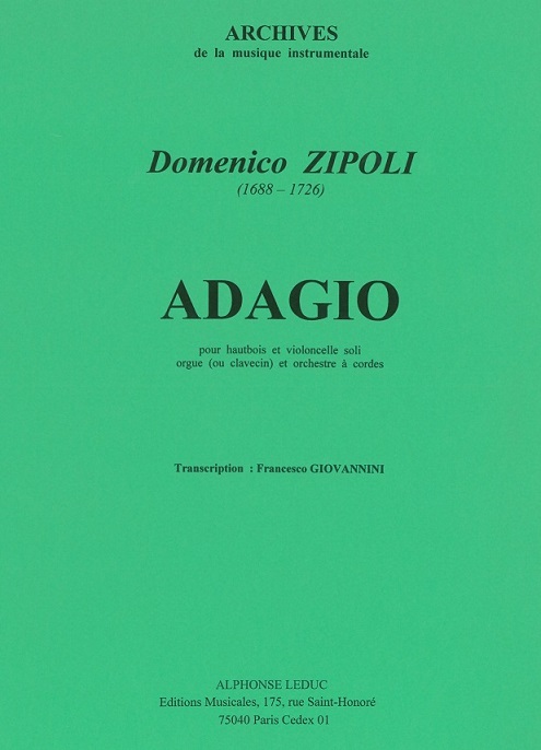 Zipoli: Adagio - fr Oboe, Cello + Orgel<br>+ Streicher - Spielpartituren