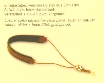 Tragegurt Engl. Horn - Elchleder<br>vergoldet /Kölbl
