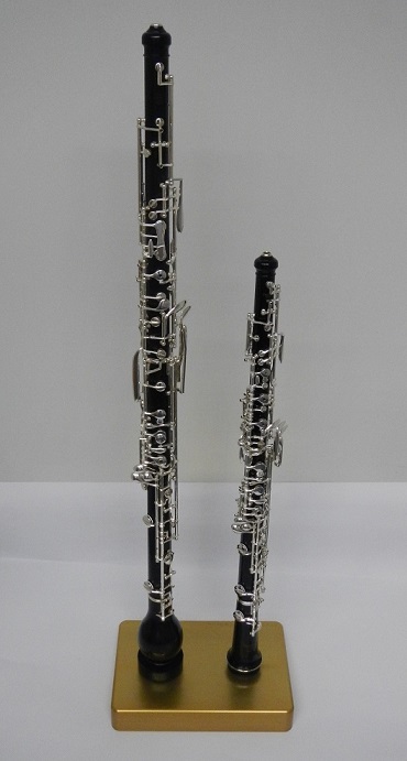 Ständer für Oboe + Engl. Horn<br>massive Aluminiumplatte - goldfarben