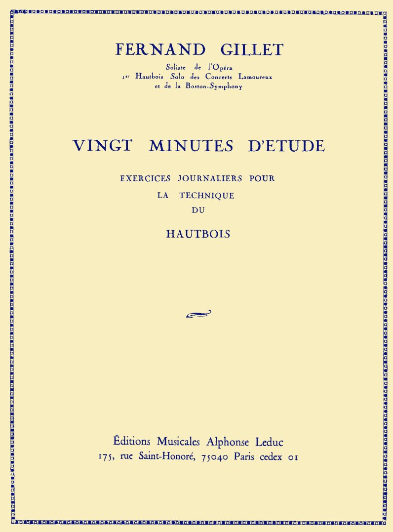 F. Gillet: Vingt Minutes dtude<br>Etuden fr Oboe
