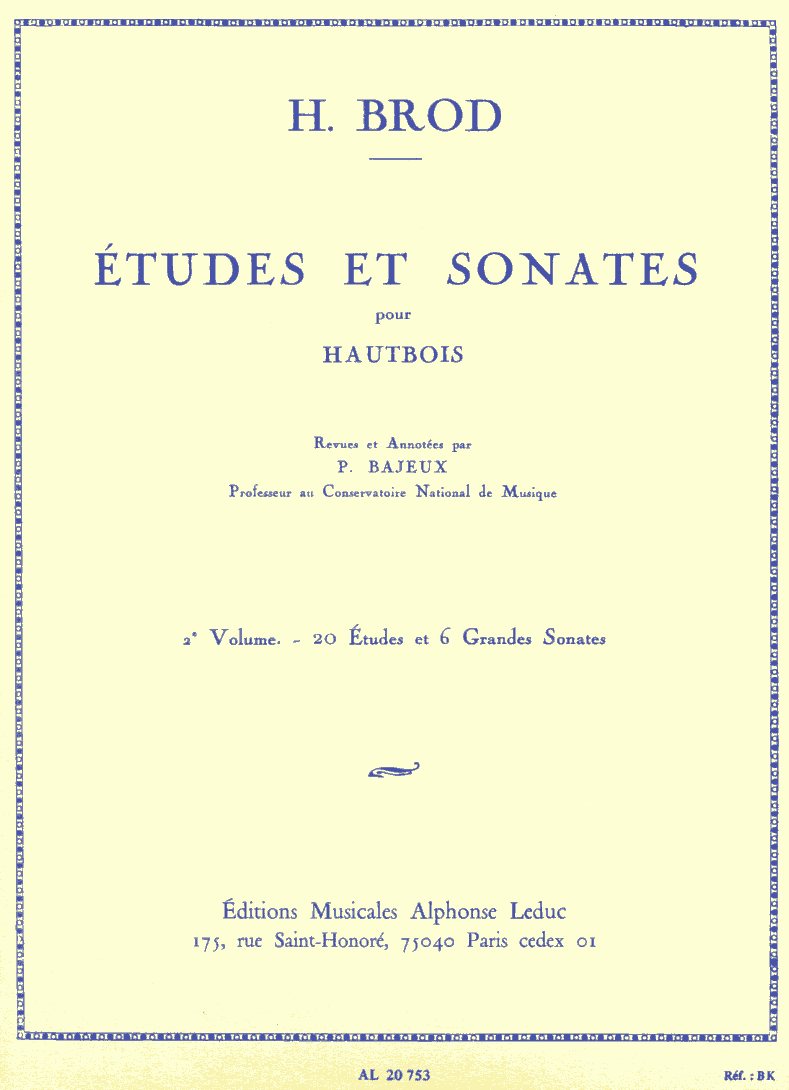 H. Brod: Etudes et Sonates our Hautbois<br>Vol. 2