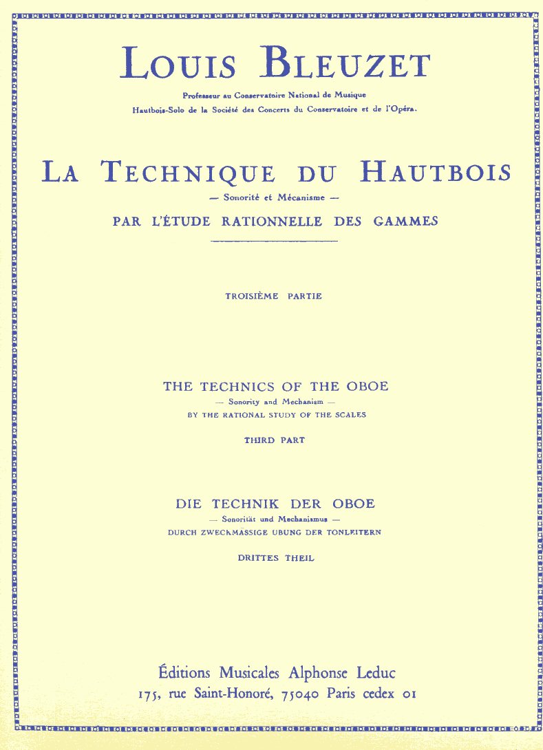 L. Bleuzet: La Technique du Hautbois<br>Teil III