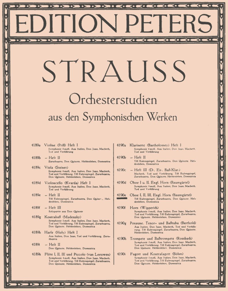 Orchesterstudien R. Strau - aus den<br>den Symphonischen Werken fr Oboe + EH