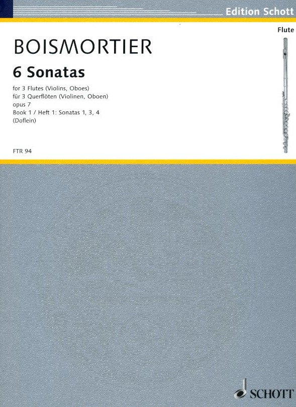 J.B. Boismortier: 6 Sonaten<br>für drei Querflöten ohne Baß / Bd 1
