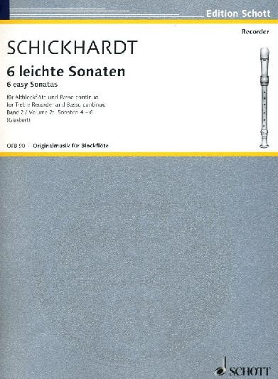 J.C. Schickhardt: Sechs leichte Sonaten<br>Altblockfl (Querfl,Oboe,Viol)+BC II(4-6)