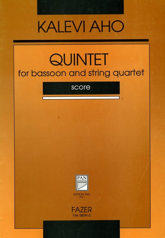 K. Aho(*1949): Quintett für Fagott<br>und Streichquartett - Partitur