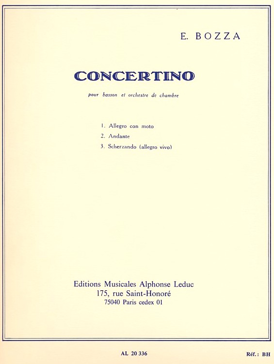 E. Bozza: Concertino op. 49 fr Fagott +<br>Orchester - KA