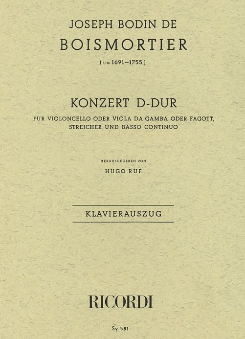J.B. Boismortier: Konzert D-Dur op. 26<br>für Fagott + Orch. - KA / H. Ruf