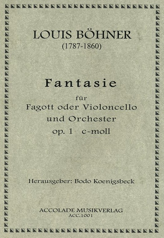 L. Bhner(1787-1860): Fantasie c-moll<br>op. 1 fr Fagott (o. Vc) + Orch. - KA