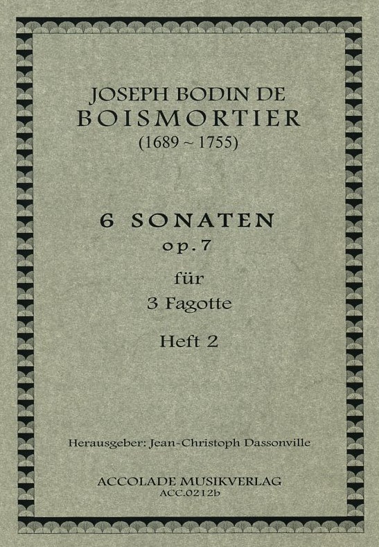 J.B. Boismortier(1689-1755): 6 Sonaten<br>op. 7 - Heft 2 - für 3 Fagotte