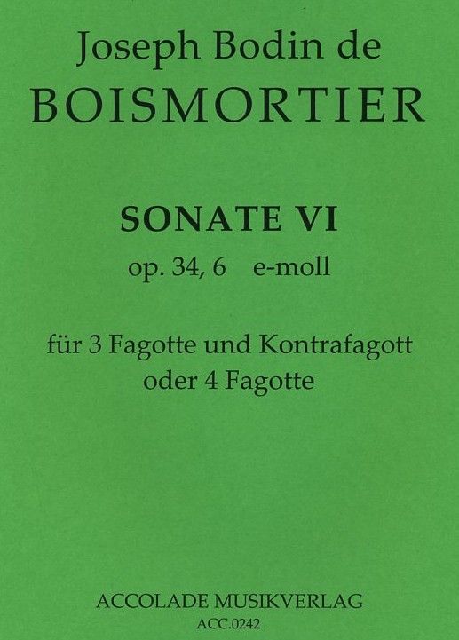 J.B. Boismortier(1689-1755): Sonate VI<br>op. 34/6 e-moll - fr 3 Fag + Kontrafag.