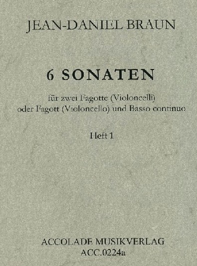 J.D. Braun: 6 Sonaten (Bd.1 No. 1-3)<br>für 2 Fagotte oder Fagott + BC