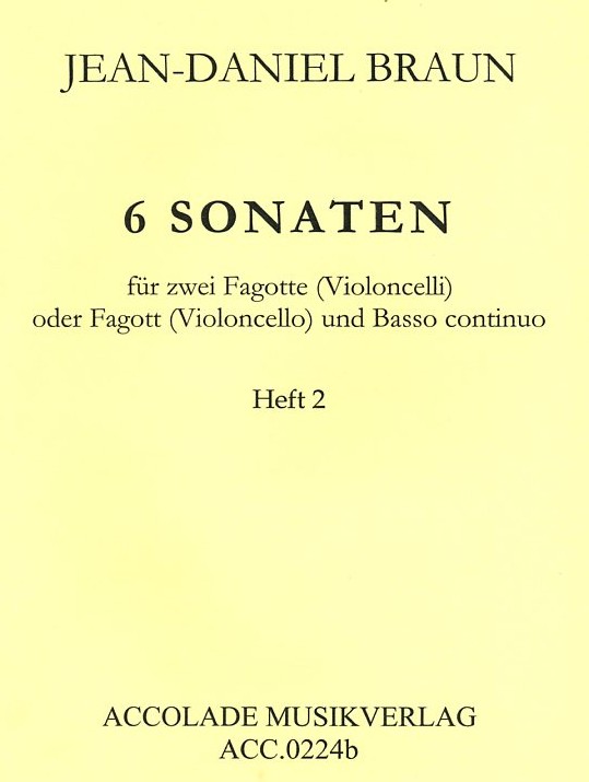 J.D. Braun: 6 Sonaten (Bd.2 No. 4-6)<br>fr 2 Fagotte oder Fagott + BC