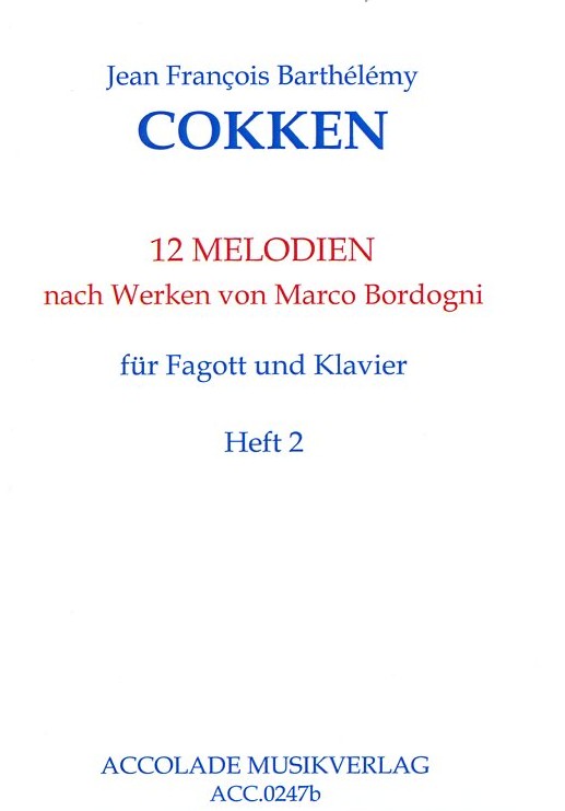 J.F.B. Cokken(1801-75): 12 Melodien<br>op. 37/ Heft 2 - Fagott + Klavier