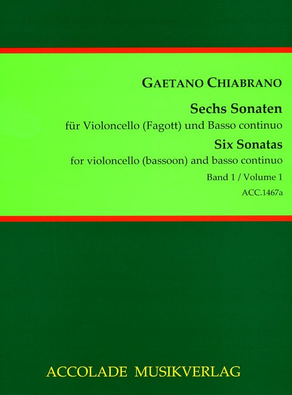 G. Chiabrano(1725-1802): Sechs Sonaten<br>fr Vc.(Fagott) + BC - Band 1