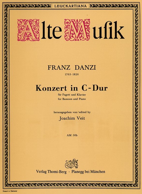 F. Danzi: Konzert C-Dur für Fagott +<br>Orchester - KA