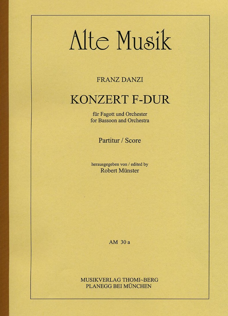 F. Danzi: Konzert F-Dur fr Fagott +<br>Orch. - Hsg.: R. Mnster - Partitur