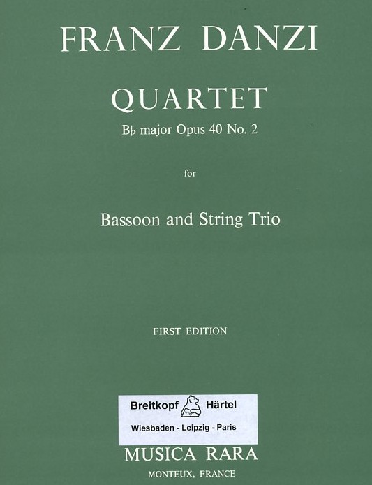 F. Danzi: Quartett d-moll op.40/2 für<br>Fagott + Streichtrio (Musica Rara)