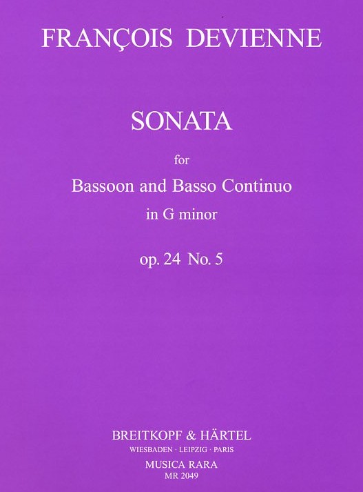 F. Devienne: Sonata in g-moll<br>op. 24, no. 5 - Fagott + BC / MR
