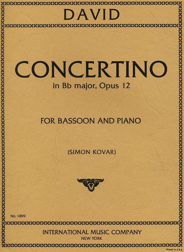 F. David: Concertino op.12 für<br>Fagott + Orchester - KA (hgb. S. Kovar)