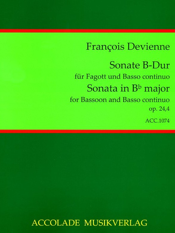 F. Devienne: Sonata in B-Dur<br>op. 24, no. 4 - Fagott + BC /Hgb. Dhler
