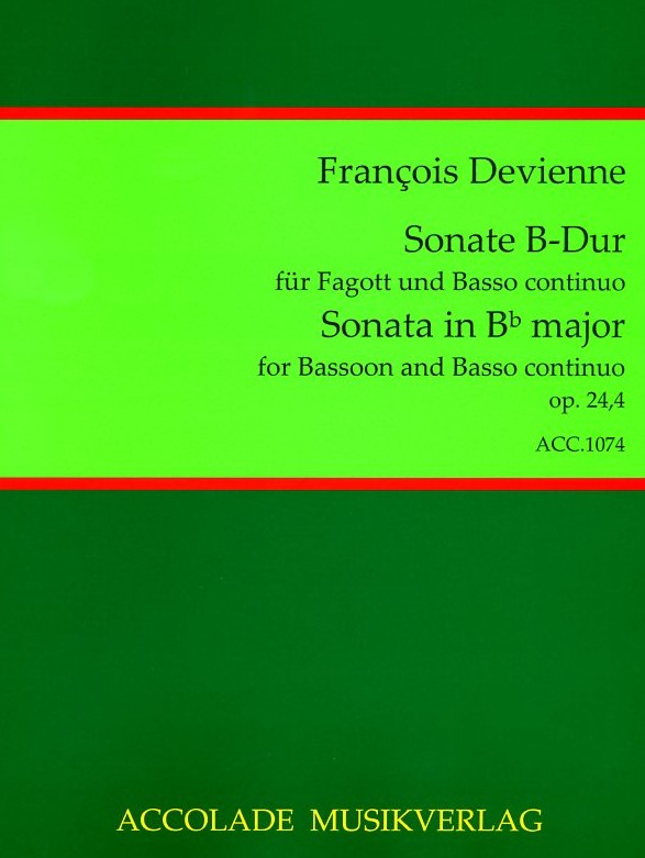 F. Devienne: Sonata in B-Dur<br>op. 24, no. 4 - Fagott + BC /Hgb. Dhler