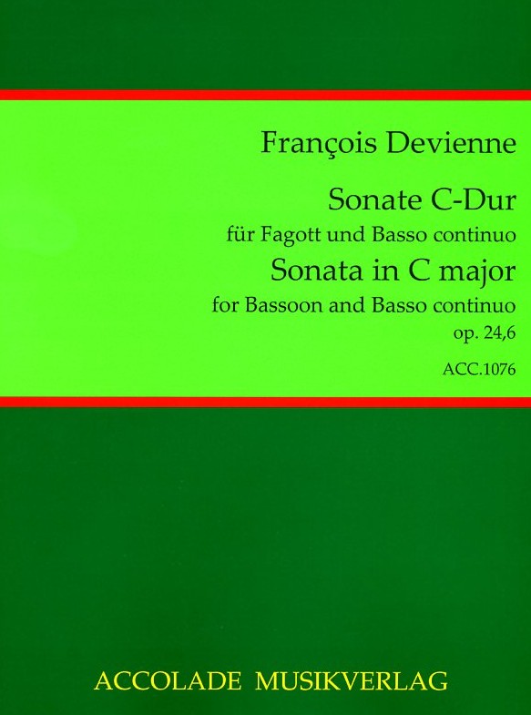 F. Devienne: Sonata in C-Dur<br>op. 24, no. 6 - Fagott + BC /Hgb. Dhler