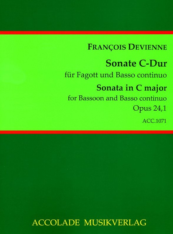 F. Devienne: Sonata in C-Dur<br>op. 24, no. 1 - Fagott + BC /Hgb. Dhler