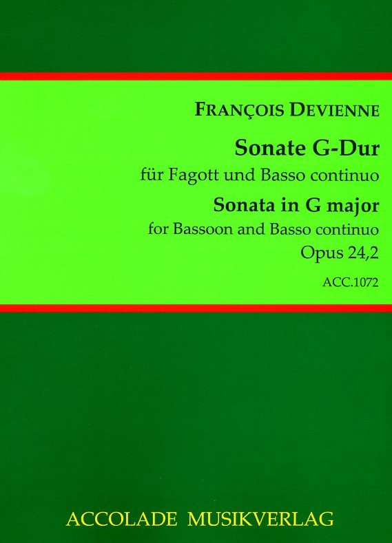F. Devienne: Sonata in G-Dur<br>op. 24, no. 2 - Fagott + BC /Hgb. Dhler