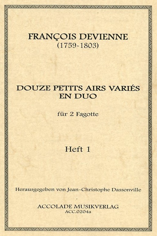 F. Devienne: Douze petits airs variés<br>en duo - Heft 1 - für 2 Fagotte