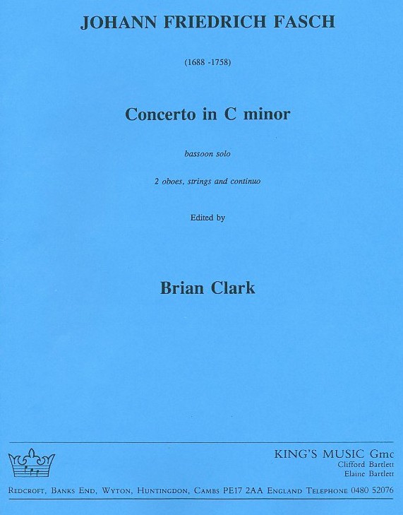 Joh.Fr. Fasch: Konzert c-moll FWV L:c2<br>Fagott solo, Str., 2Oboen +BC /Sti+Part.