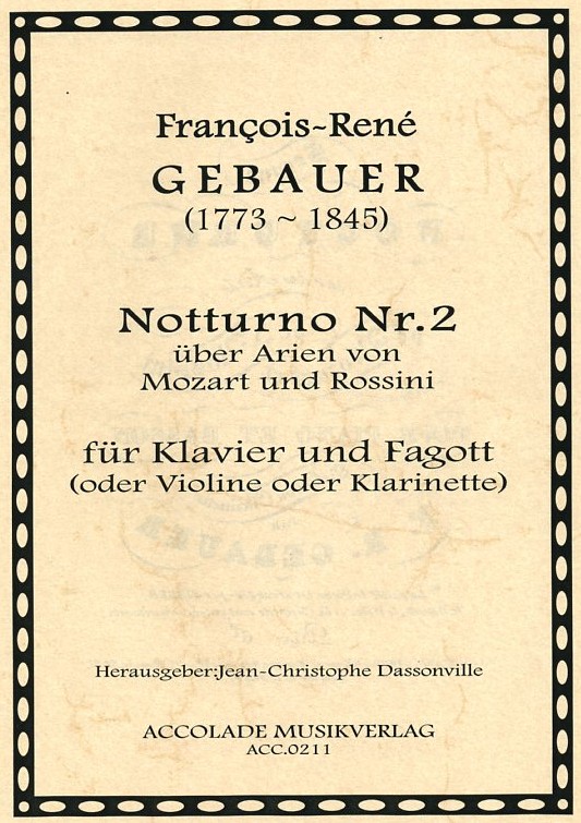 F.R. Gebauer(1773-1845): Notturno No. 2<br>über Arien von Mozart - Fagott + Kalvier