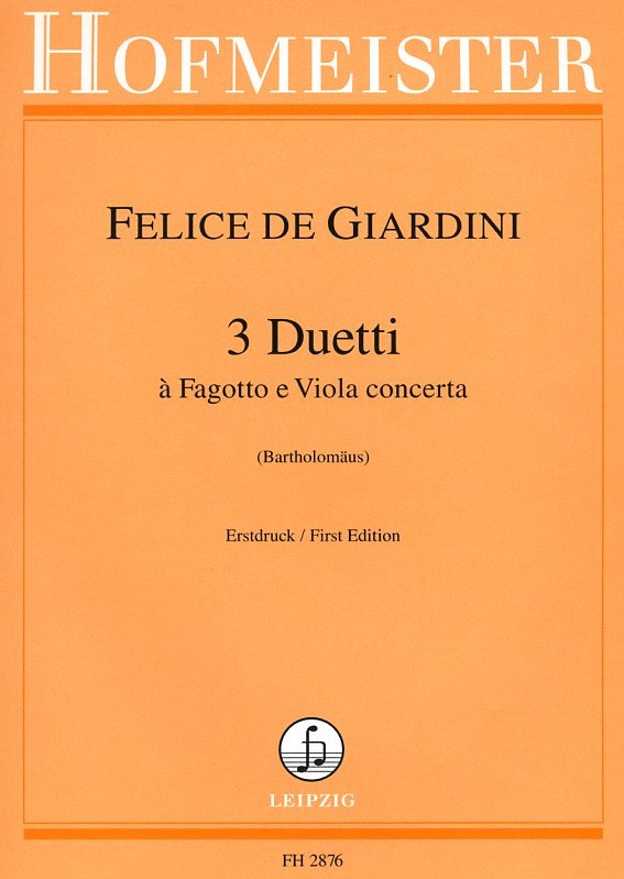 F. de Giardini(1716-96):  3 Duetti<br>für Fagott + Viola