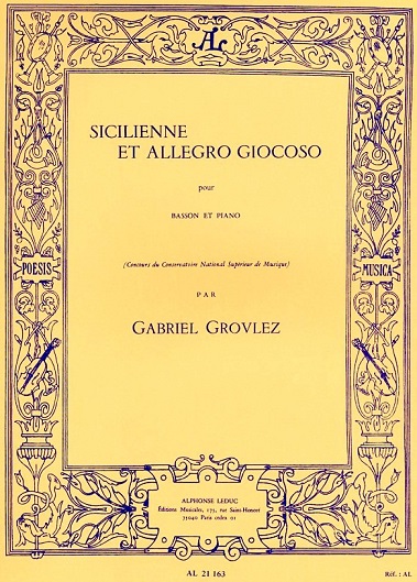 G. Grovlez: Sicilienne et Allegro<br>Giocoso - Fagott + Klavier