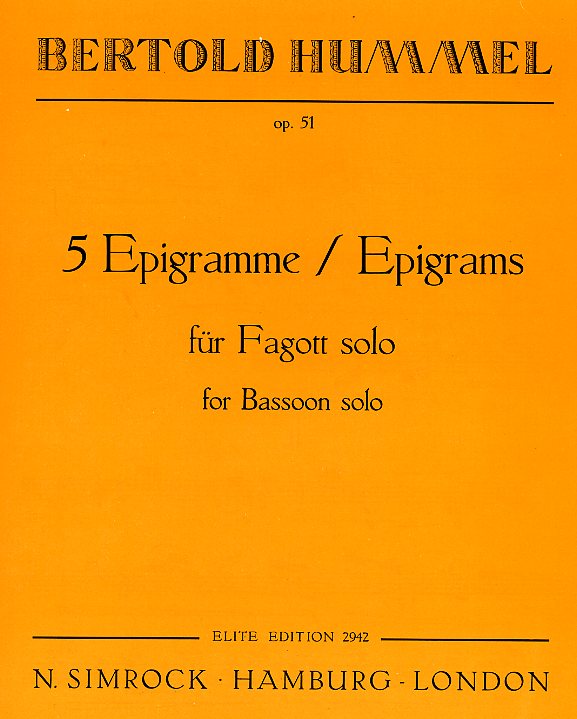 B. Hummel: 5 Epigramme für<br>Fagott Solo