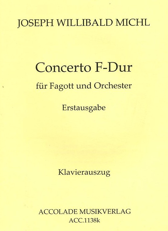 J.W. Michl(1745-1816): Concerto F-Dur<br>fr Fagott + Orchester - KA