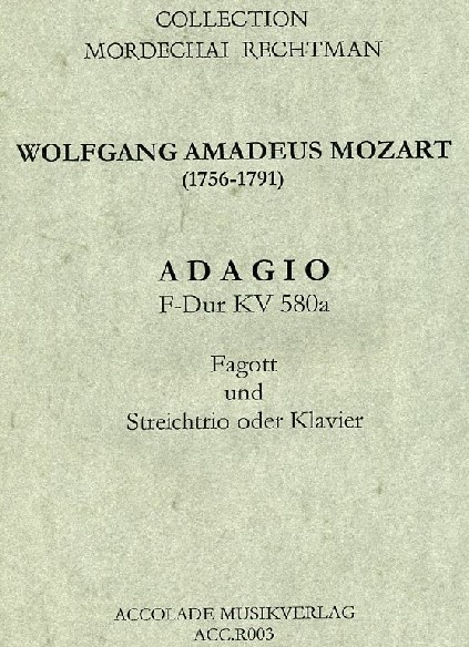 W.A. Mozart: Adagio F-Dur KV 580 a<br>ges. fr Fagott + Streichtrio (oder KA)