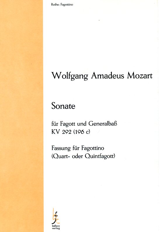 W.A. Mozart: Sonate B-Dur KV 292<br>für Fagottino (G/F) o. Fagott + Klavier